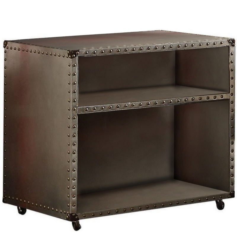 Rectangular Nightstand With Usb Power Dock And Caster Legs In Aluminum Finish