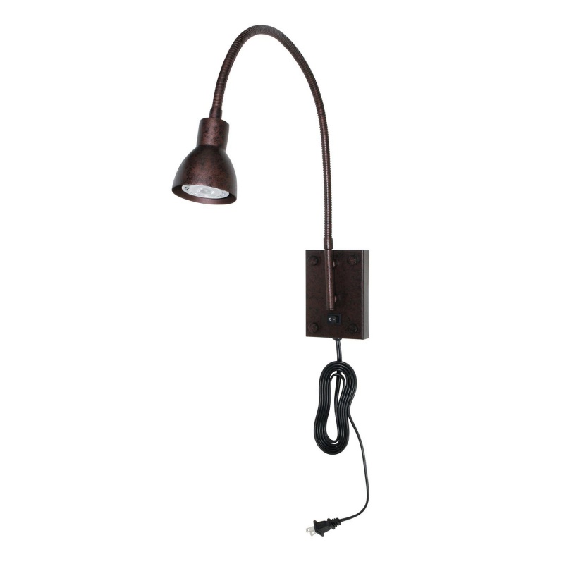 Metal Round Wall Reading Lamp With Plug-In Switch, Bronze