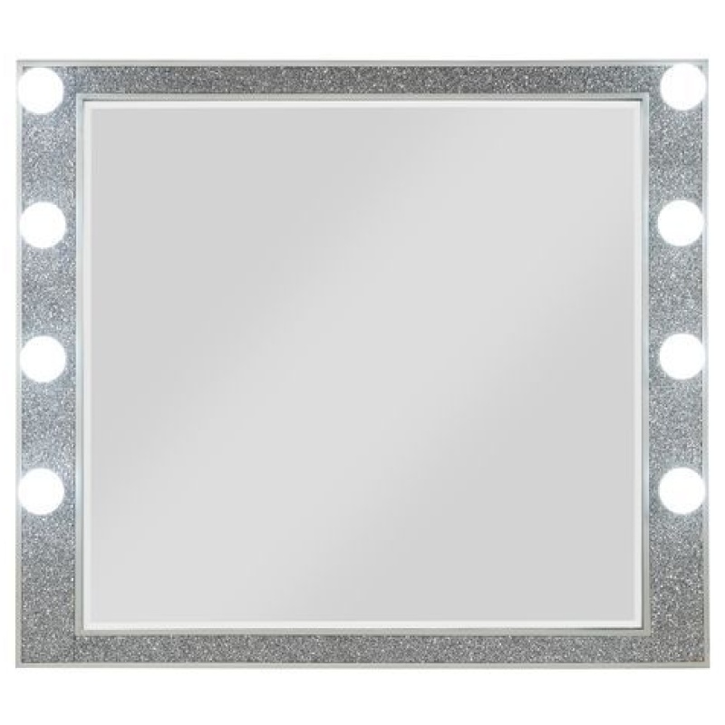 41 Inch Wall Mirror with Faux Crystals Inlay