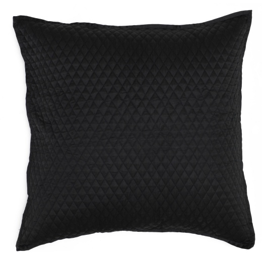 Kahn 26 Inch Hand Stitched Soft Sateen Euro Pillow Sham, Cotton Fill Black