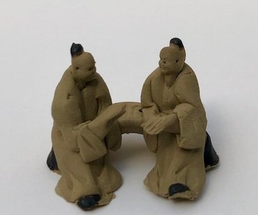 Ceramic Figurine Two Men Sitting - Large