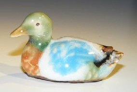Multi-Colored Miniature Ceramic Duck Figurine 2.0" X 1.0" X 1.25"</I>
