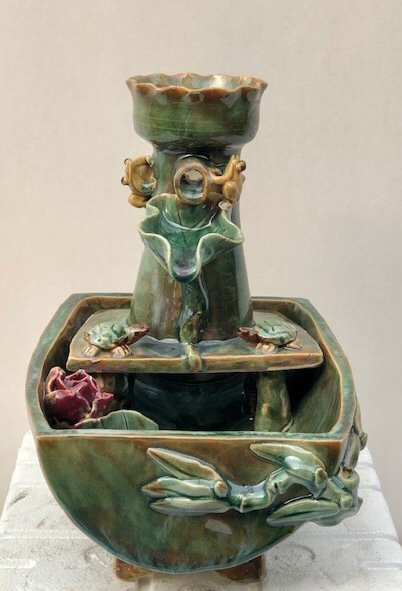 Ceramic Table Top Water Fountain 8.25" X 7.25" X 10.5"