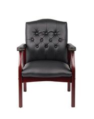 Boss Traditional Black Caressoft Guest, Accent Or Dining Chair W/ Mahogany Finish