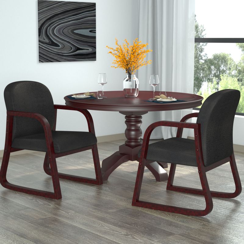 Boss Mahogany Frame Guest, Accent Or Dining Chair In Black Fabric