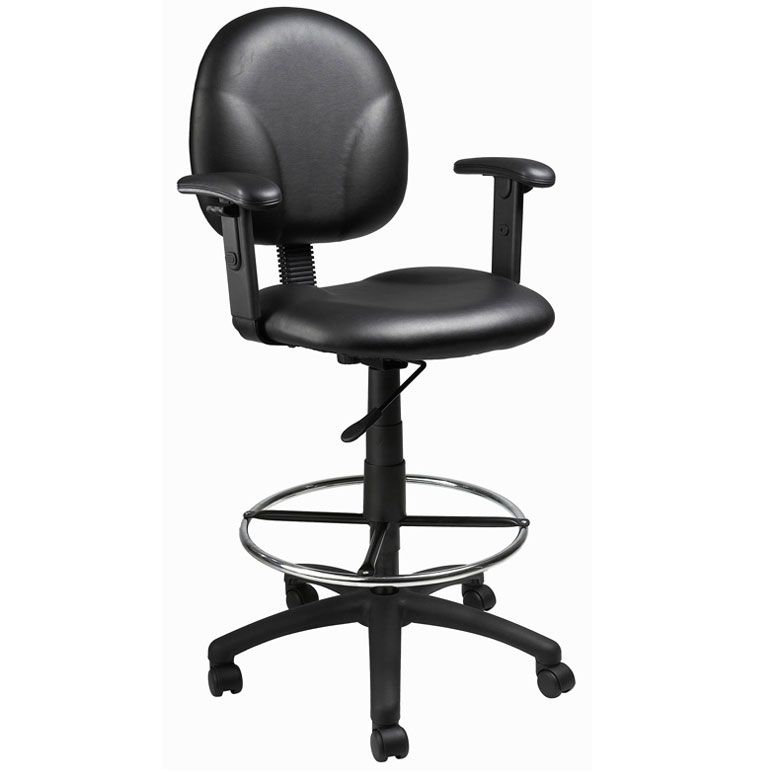 Boss Stand Up Drafting Stool With Foot Rest Black Antimicrobial Vinyl