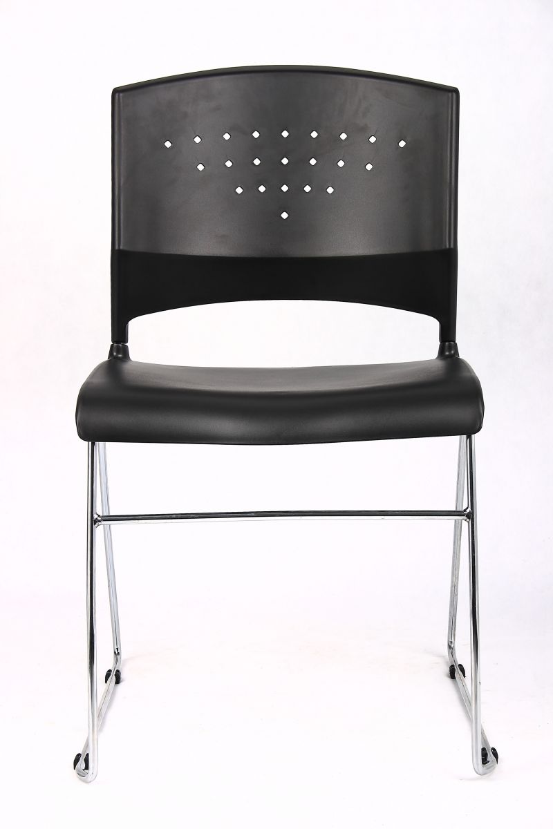 Boss Black Stack Chair With Chrome Frame, (1 Chair)