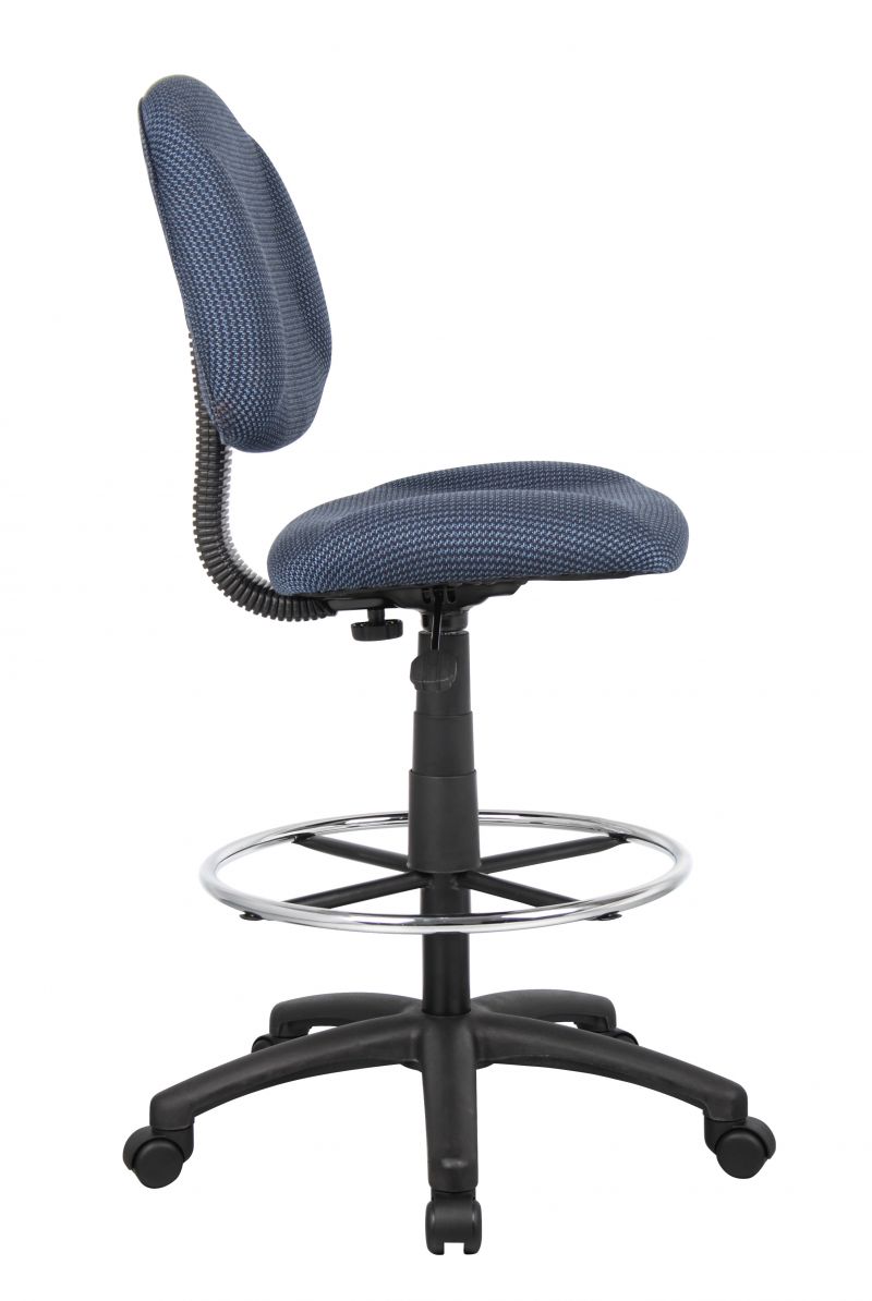 Boss Ergonomic Works Adjustable Drafting Chair Without Arms, Blue