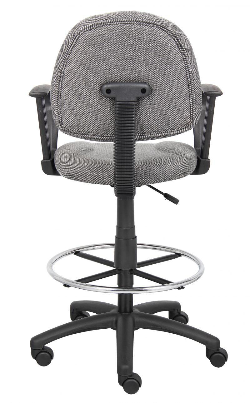 Boss Ergonomic Works Adjustable Drafting Chair With Loop Arms And Removable Foot Rest, Grey