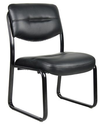 Boss Leather Sled Base Side Chair