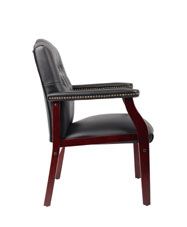 Boss Traditional Black Caressoft Vinyl Guest, Accent Or Dining Chair W/ Mahogany Finish
