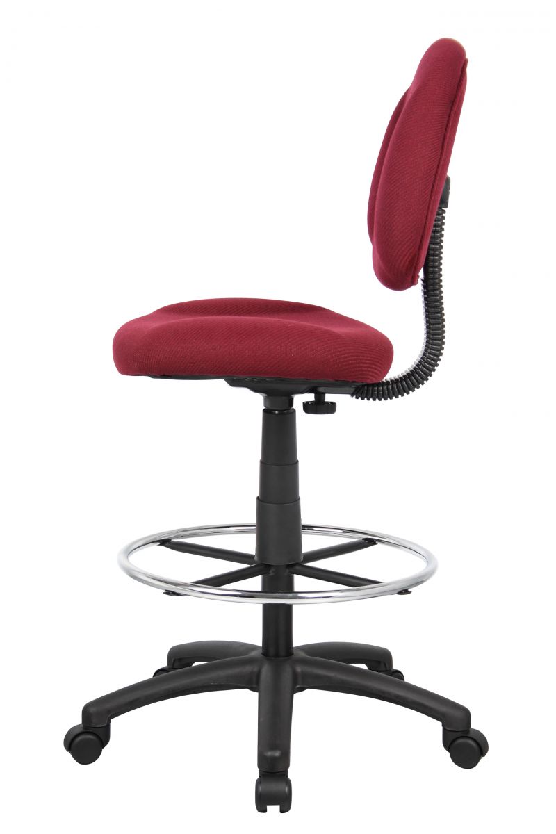 Boss Ergonomic Works Adjustable Drafting Chair Without Arms, Burgundy