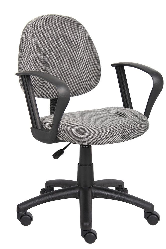 Boss Perfect Posture Deluxe Office Task Chair With Loop Arms, Grey