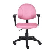 Boss Pink Microfiber Deluxe Posture Chair W/ Adjustable Arms