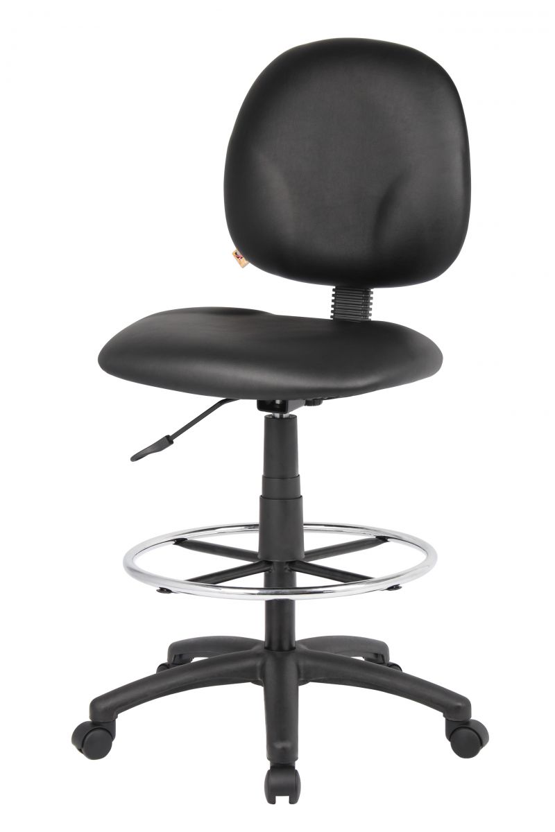 Boss Stand Up Drafting Stool With Foot Rest Black Antimicrobial Vinyl