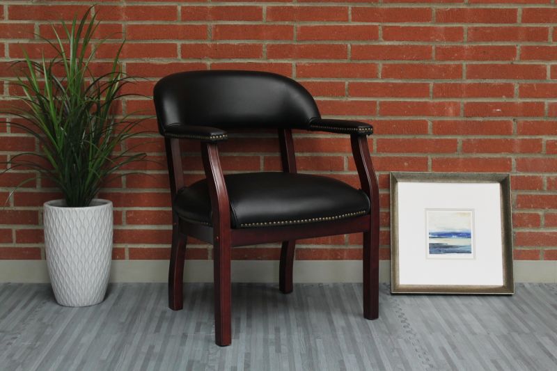 Boss Captain’S Guest, Accent Or Dining Chair In Black Vinyl
