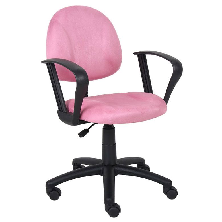 Boss Pink Microfiber Deluxe Posture Chair W/ Loop Arms