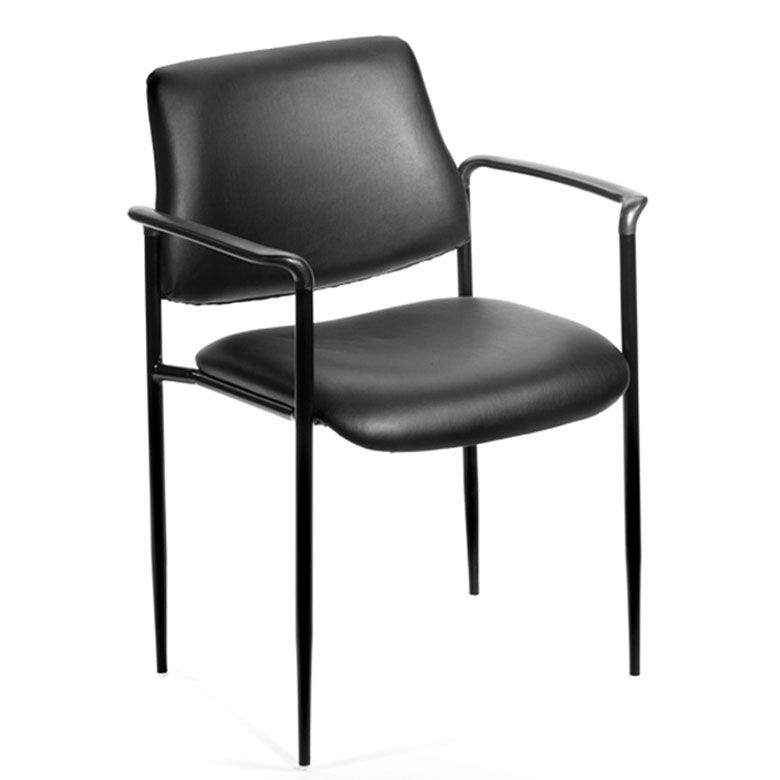 Boss Square Back Diamond Stacking Chair W/Arm In Black Caressoft