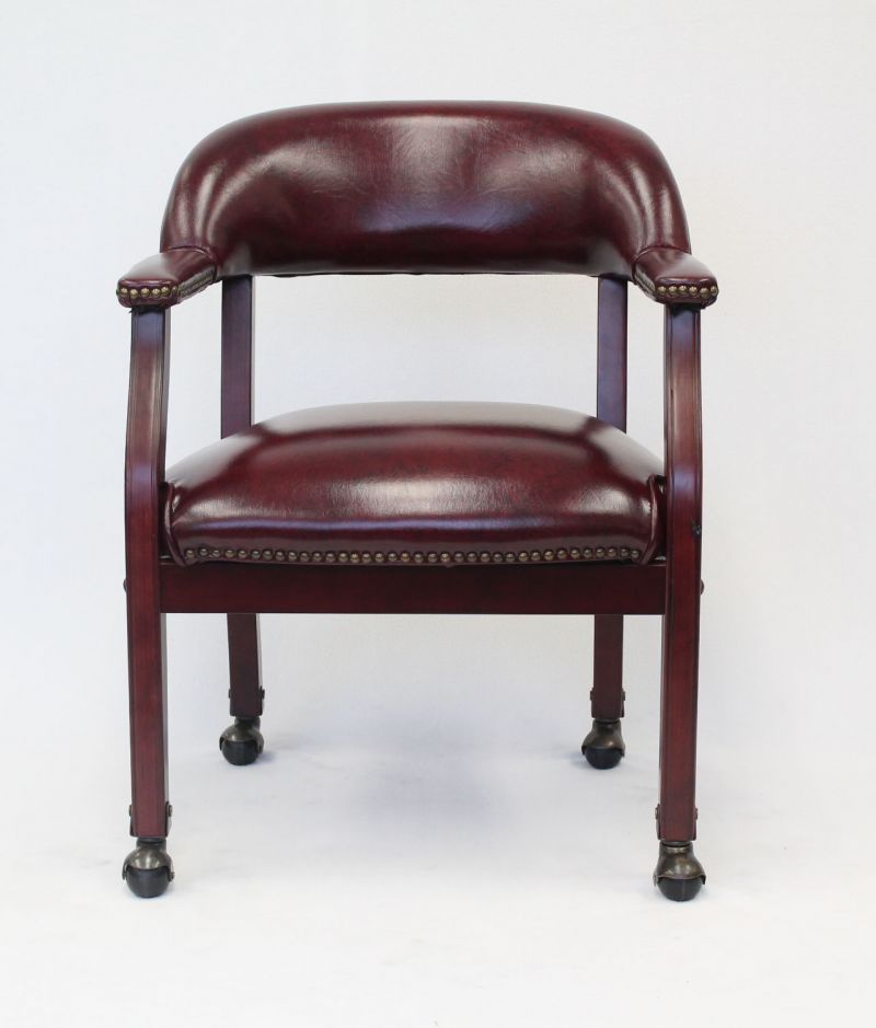 Boss Captain’S Guest, Accent Or Dining Chair In Burgundy Vinyl W/ Casters