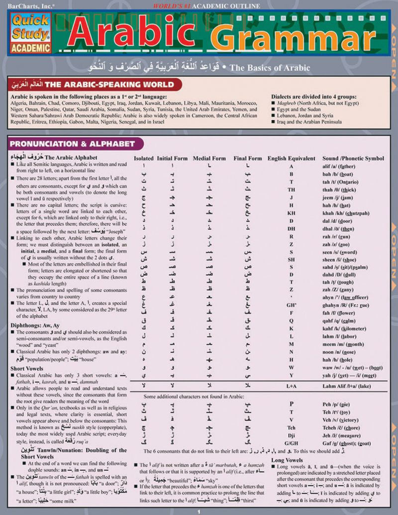 Quickstudy | Arabic Grammar Laminated Study Guide