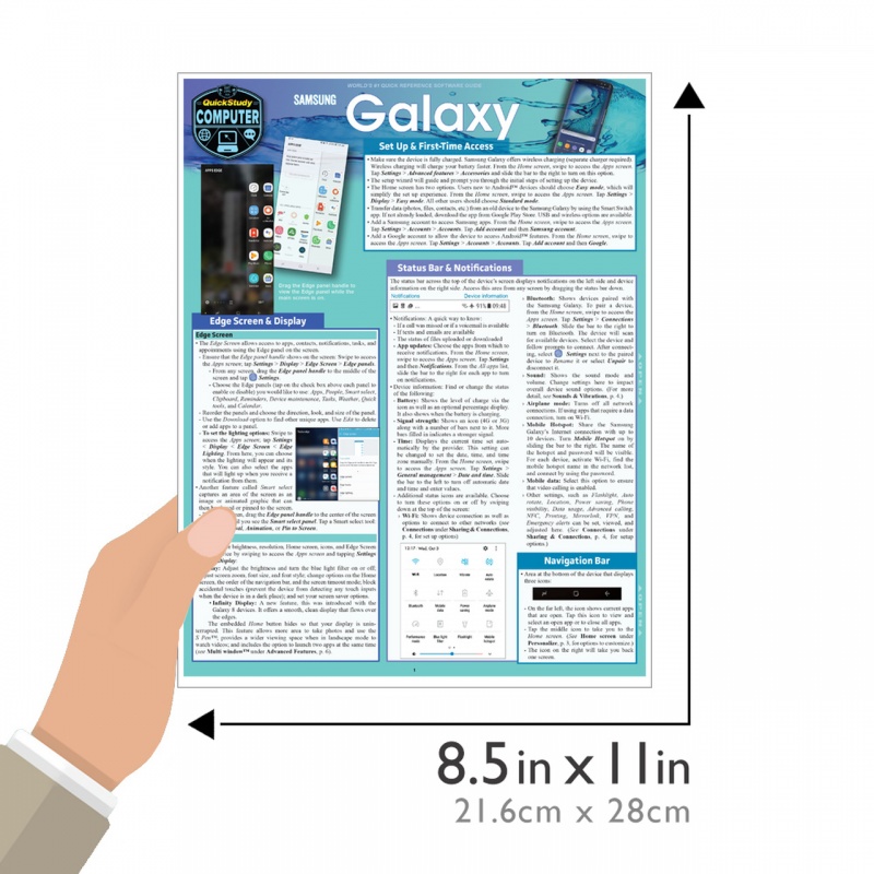 Quickstudy Samsung Galaxy Set Up & FirstTime Access Laminated