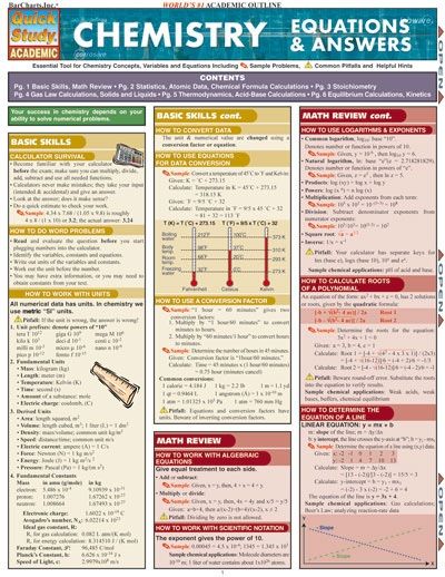 Quickstudy | Chemistry: Equations & Answers Laminated Study Guide