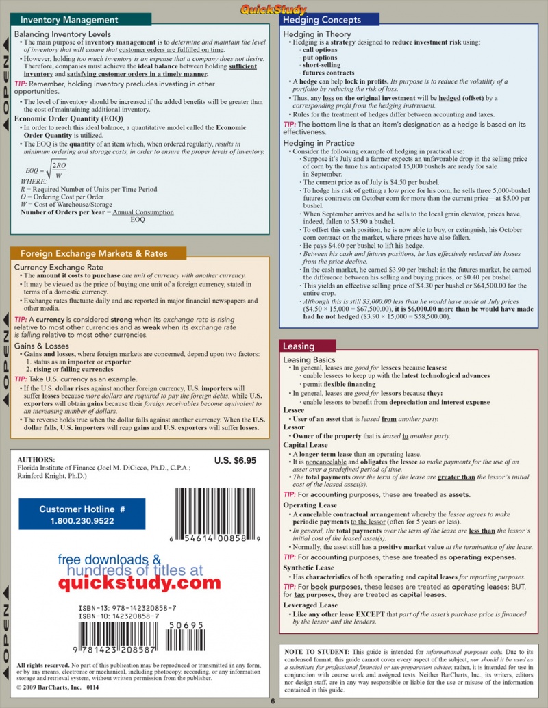 Quickstudy | Business Finance Laminated Study Guide