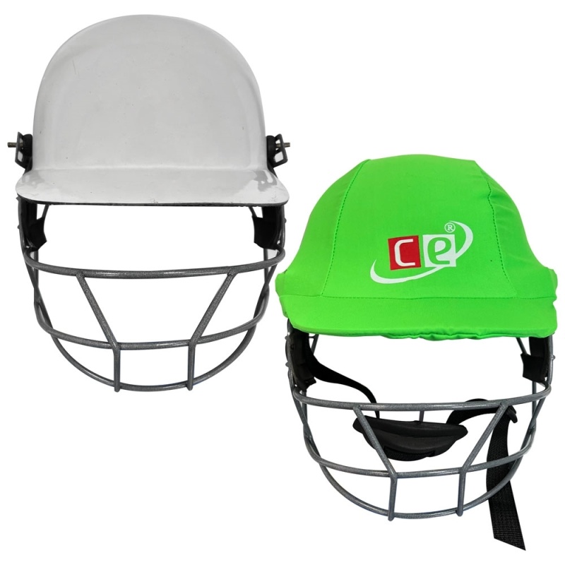 Ce Cricket Helmet With Multicolor Covers Range For Head & Face Protection Adjustable Size (Lime Green)