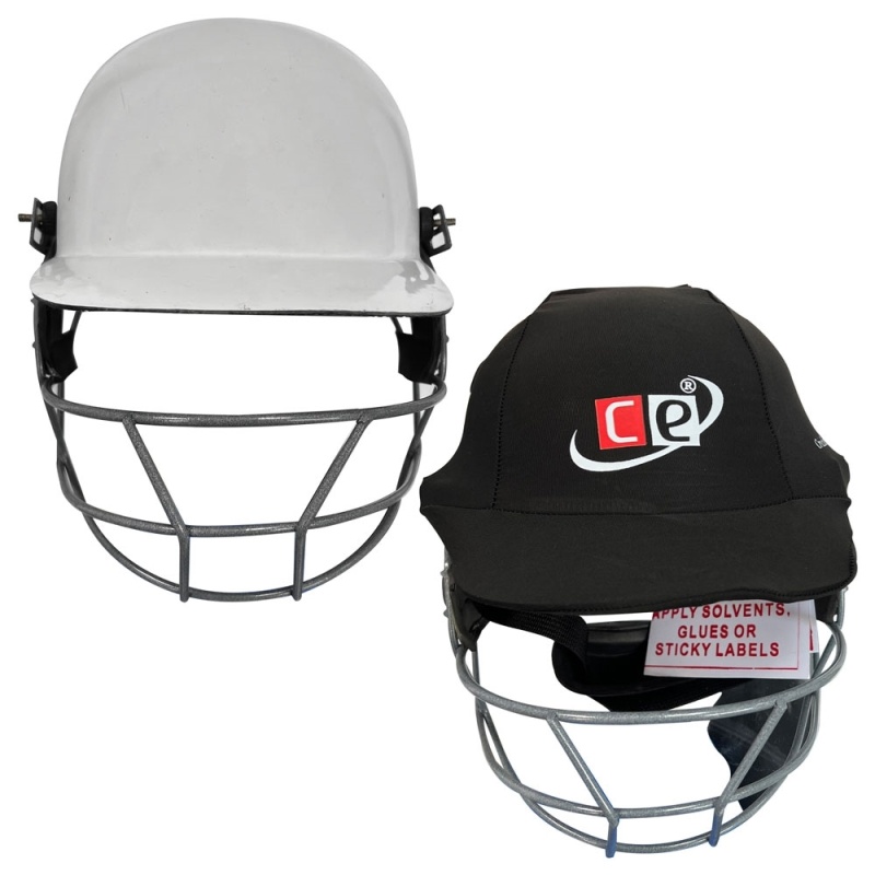 Ce Cricket Helmet With Multicolor Covers Range For Head & Face Protection Adjustable Size (Black)