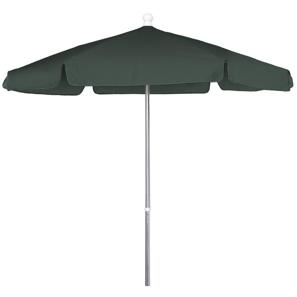 7-5-hex-garden-umbrella-6-rib-push-up-bright-aluminum-with-forest