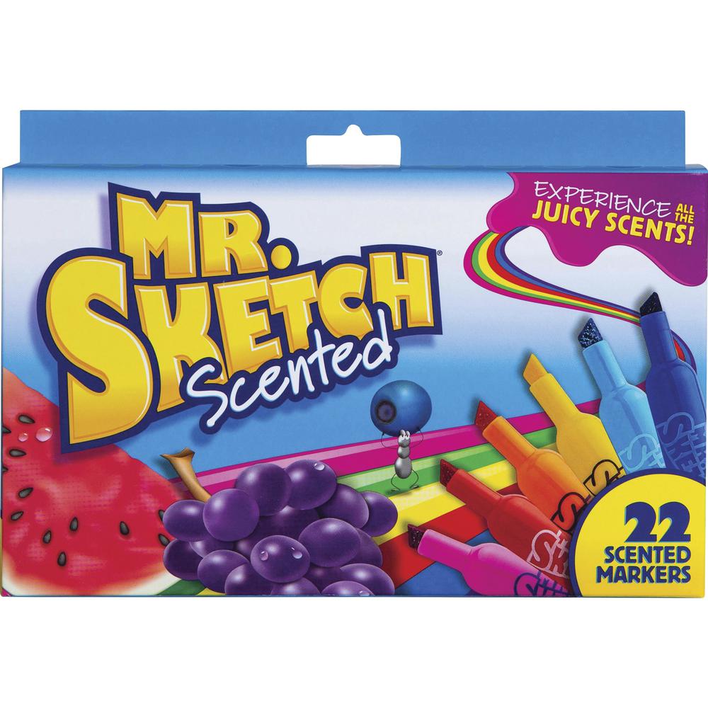 Mr. Sketch Scented Markers Classpack - Broad, Narrow, Medium Marker Point -  Chisel Marker Point Style - Raspberry, Orange, Cherry, Banana, Mint, Apple  Green, Blueberry, Grape, Cinnamon, Licorice, Melo