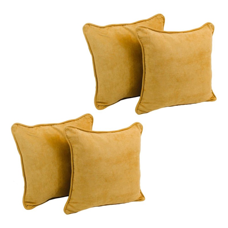 18-Inch Double-Corded Solid Microsuede Square Throw Pillows With Inserts (Set of 4)