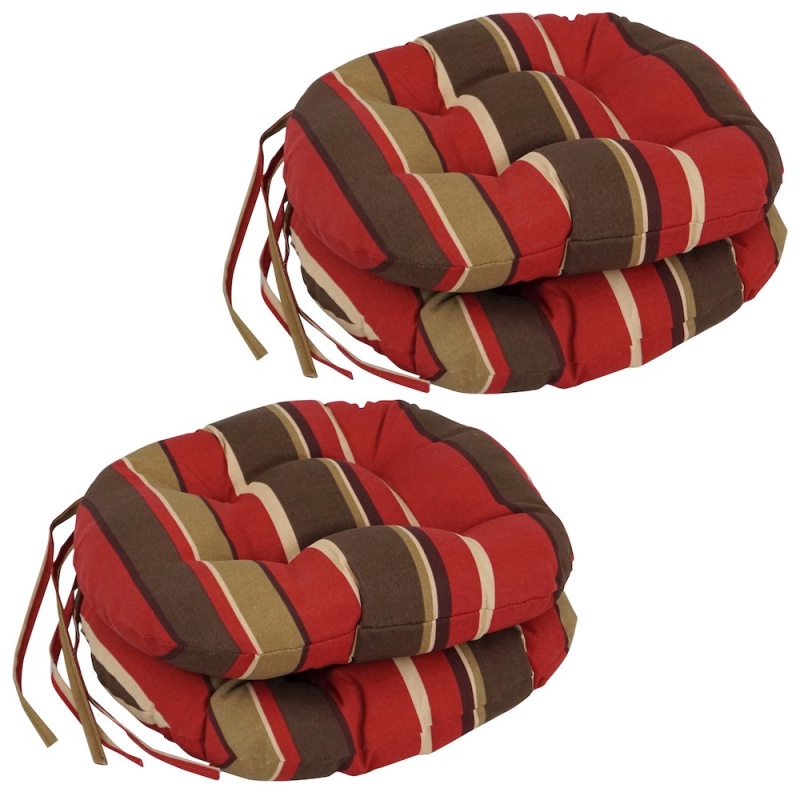 16-Inch Spun Polyester Patterned Outdoor Round Tufted Chair Cushions (Set of 4)