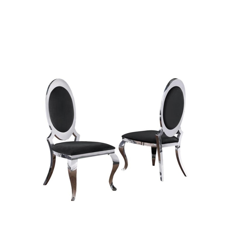 Velvet Uph. Dining Chair, Stainless Steel Frame (Set Of 2) - Black