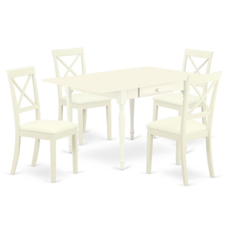 Dining Room Set Linen White, Mzbo5-Lwh-Lc