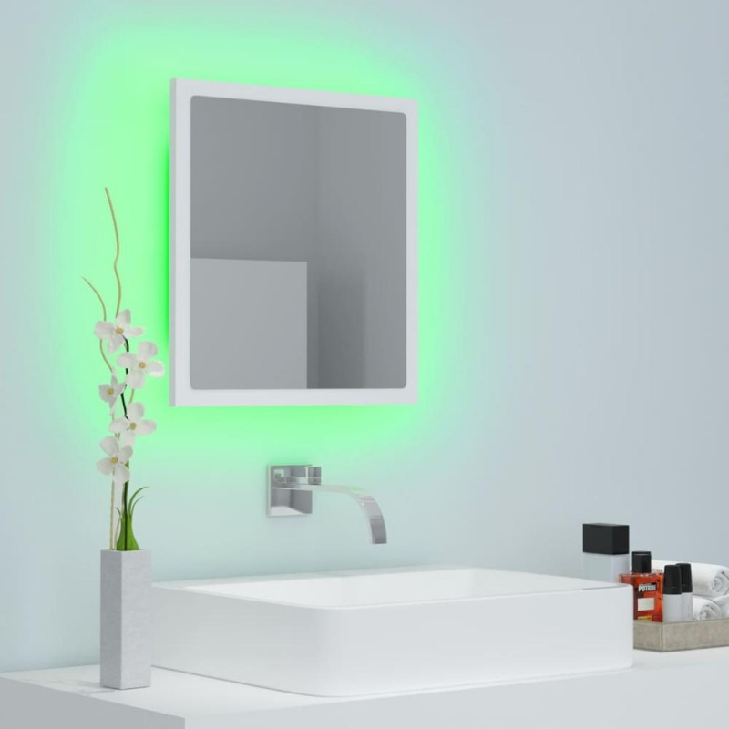 Vidaxl Led Bathroom Mirror White 15.7"X3.3"X14.6" Chipboard 4908