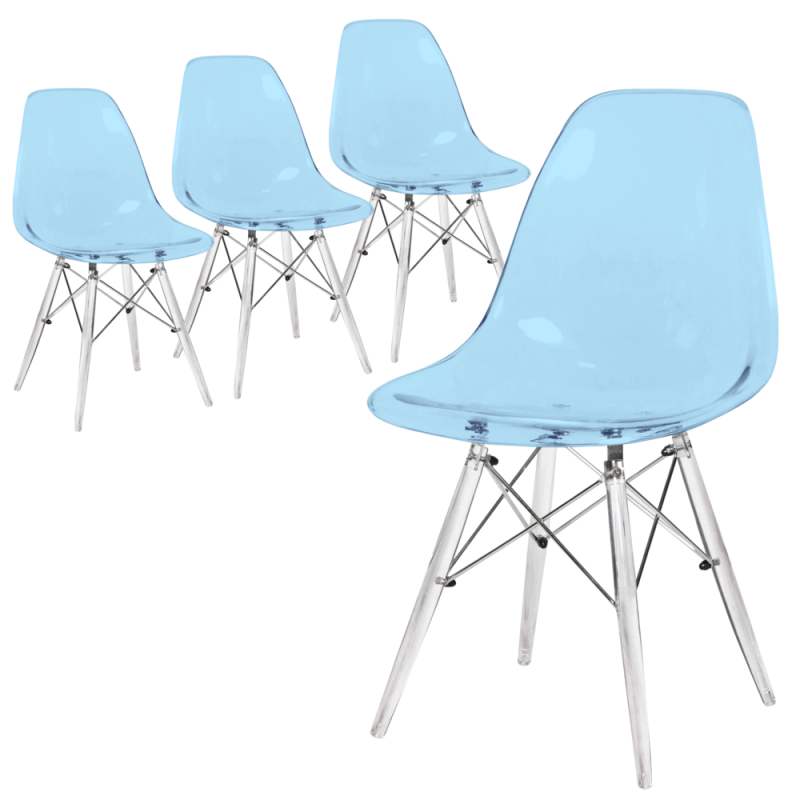 Dover Molded Side Chair With Acrylic Base, Set of 4
