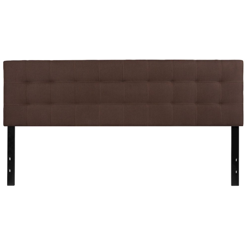 Tufted Upholstered King Size Headboard in Dark Brown Fabric