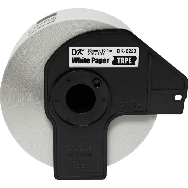 Brother Dk2223 - White Continuous Length Paper Tape - Permanent Adhesive - 2" Width X 100 Ft Length - White - Paper