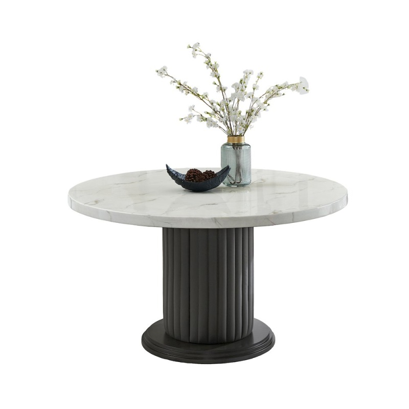 Valencia 54" Round White Faux Marble Dining Table