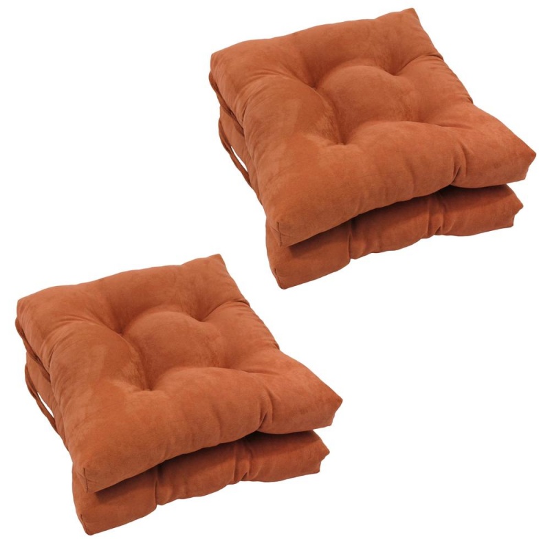 16-Inch Solid Micro Suede Square Tufted Chair Cushions (Set of 4)