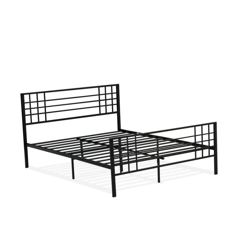 Tyler Queen Platform Bed With 9 Metal Legs - Magnificent Bed In Powder Coating Black Color