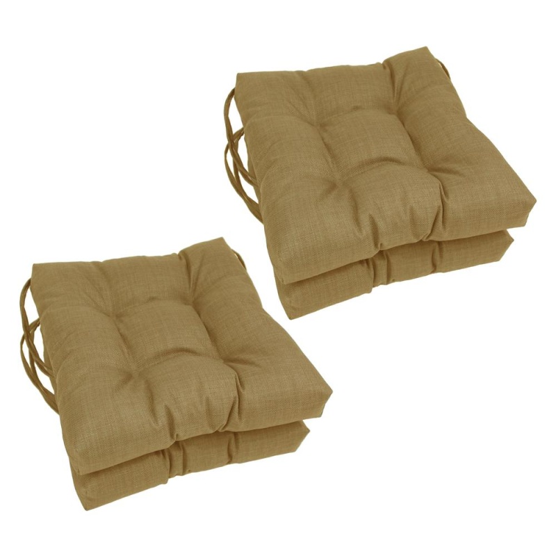 16-Inch Spun Polyester Solid Outdoor Square Tufted Chair Cushion