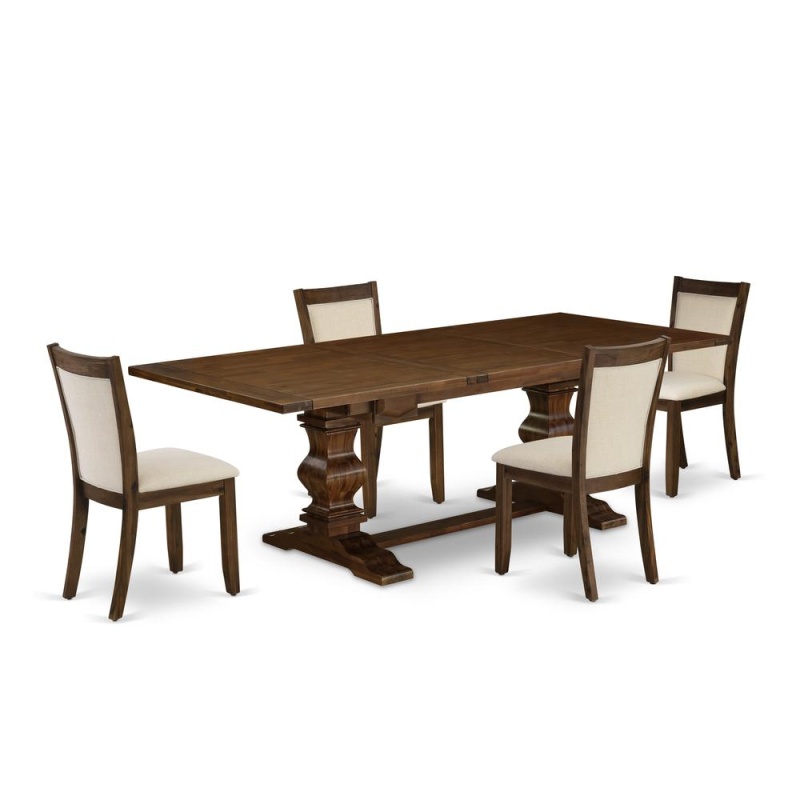 5-Pieces Dining Room Set with Rectangular Table and 4 Chairs
