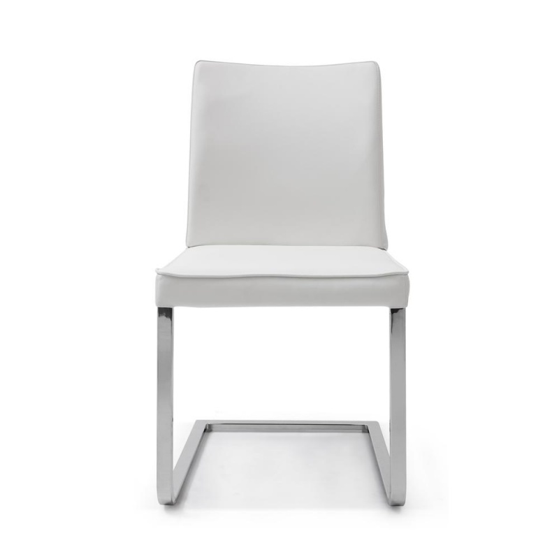 Ivy Dining Chair White Faux Leather Chrome Frame