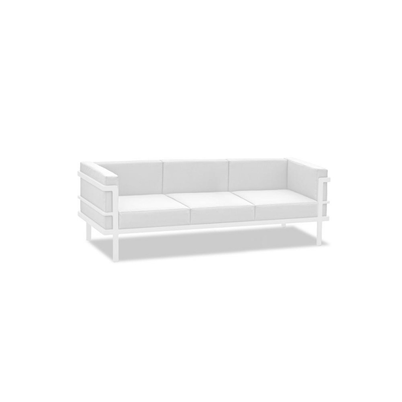 Angelina Indoor/Outdoor Living Collection, Sofa, 2 Chairs And Coffee Table, White Aluminum Base, Powder-Coating Finished, White Textilene, Quick-Dry Foam