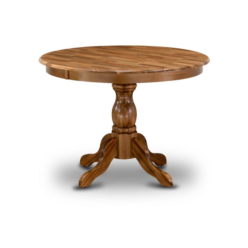 Hbt-Ana-Tp East West Furniture Beautiful Dinner Table With Natural Acacia Color Table Top Surface And Asian Wood Dining Table Pedestal Legs - Natural Acacia Finish