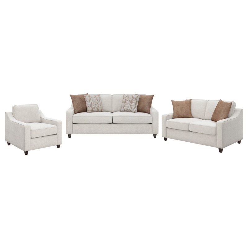 Christine 3-Piece Upholstered Sloped Arm Sofa Set Beige