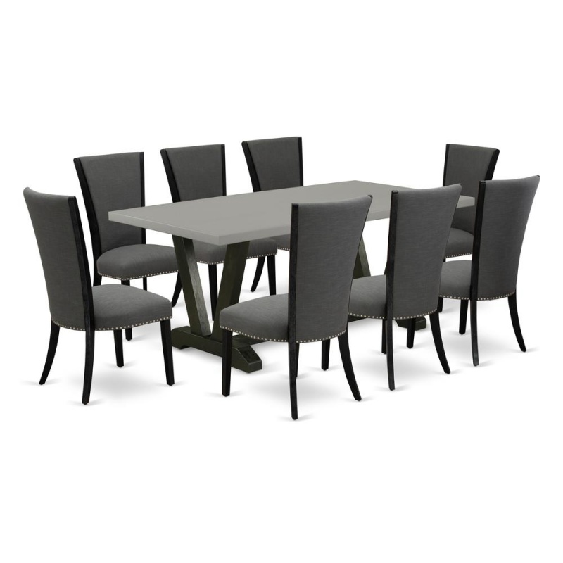 9-Piece Dinette Set with 8 Parson Chairs