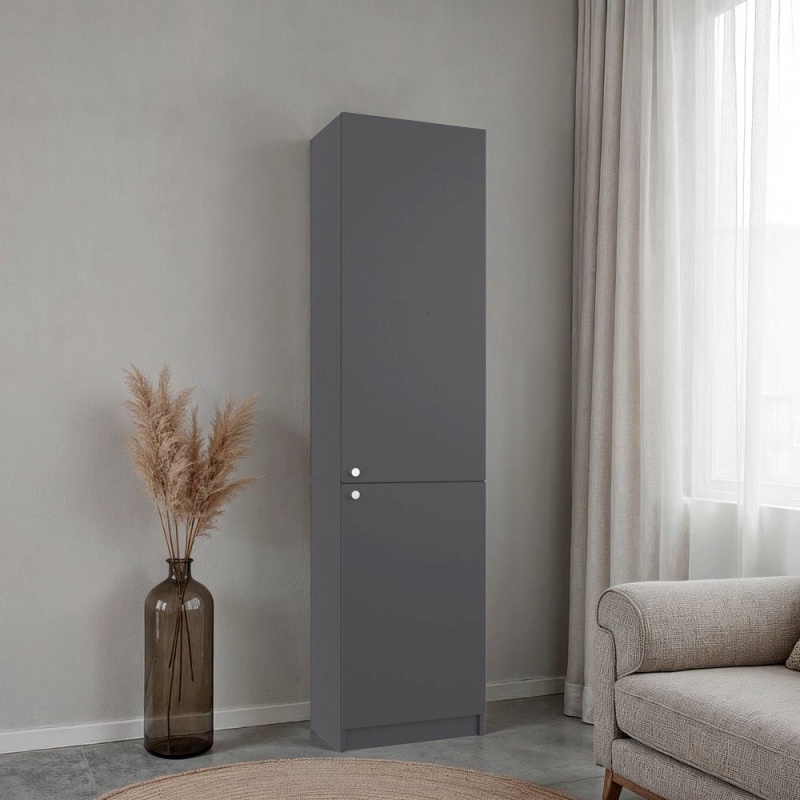 Butte Tall Bookcase, 71" H, Matt Grey/White